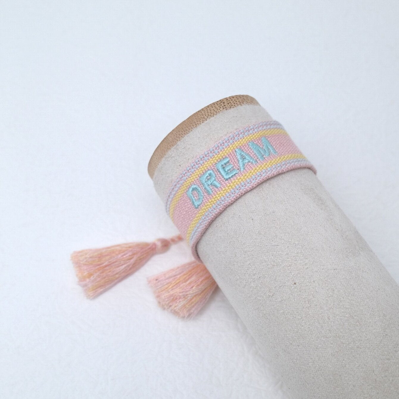 Wholesale Polyester Cord Weaving Embroidered Logo Letter Tassels Bracelets