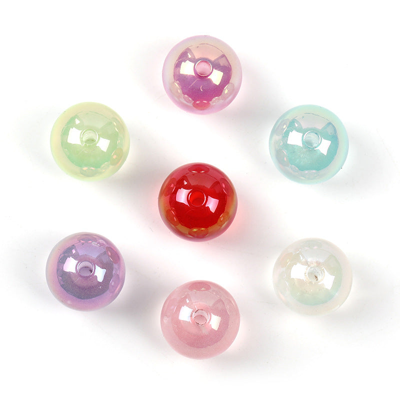 Wholesale 100pcs 16mm Acrylic Through Hole Round Beads Jelly Transparent Color Diy Accessories Beads