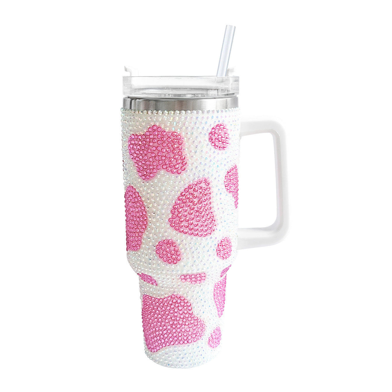 Wholesale Tumbler Ice Bullies Cup  40oz Cow Pattern Diamond-encrusted Portable Thermos Tumbler Cup