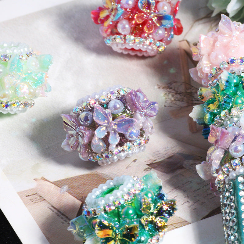 Wholesale 5pcs  Fancy Fairy Butterfly Wearable Straight Hole 3D Focal Beads