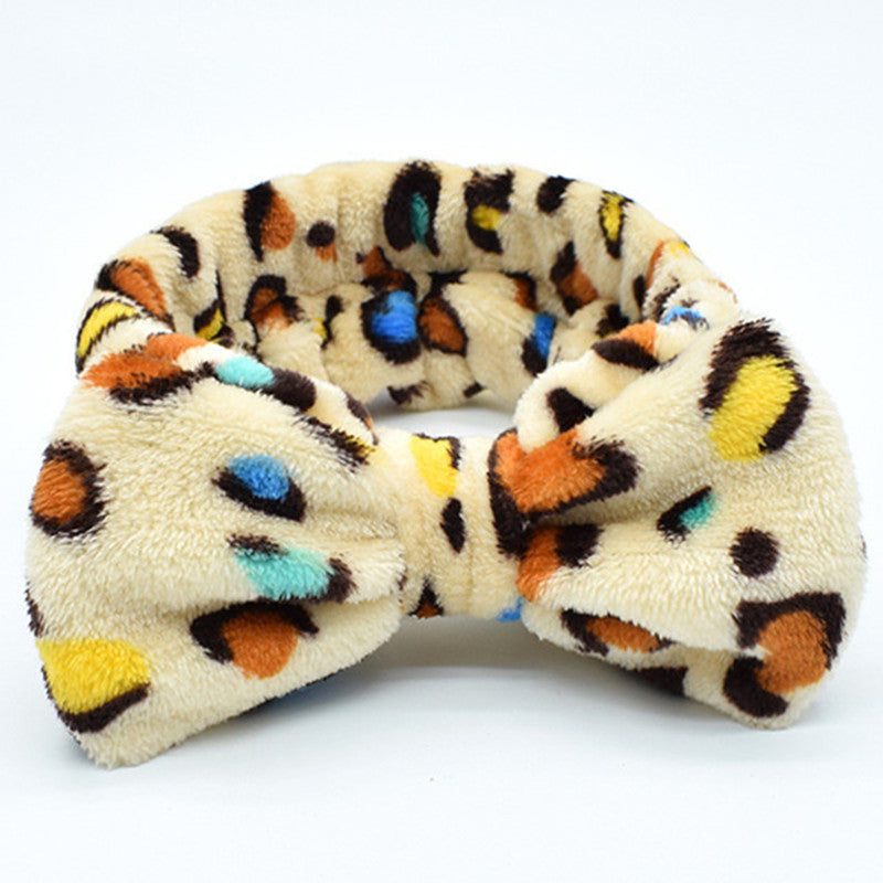 Wholesale Leopard Bow Coral Fleece Headband