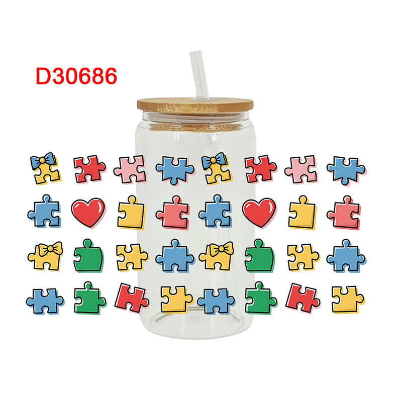 Wholesale Color Puzzle Teacher's Day 16oz Cup UV DTF Wraps