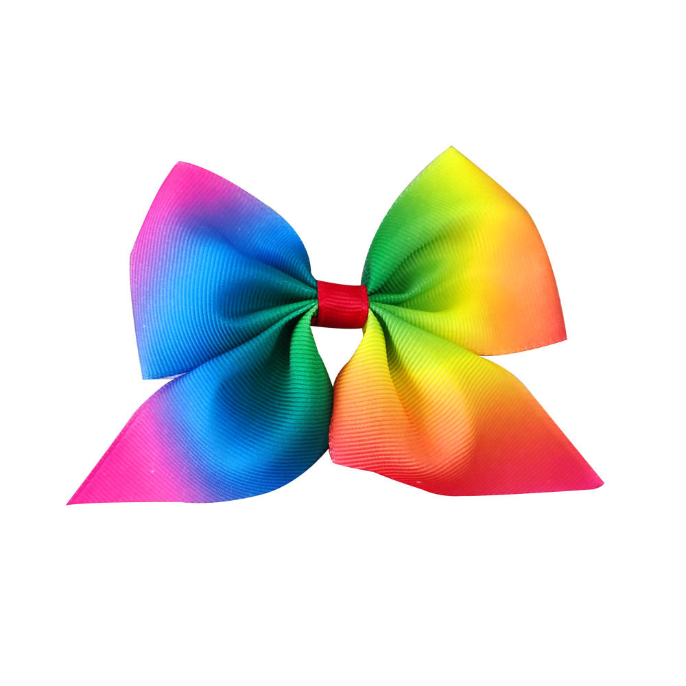 Wholesale Printed Rainbow Bow Hair Clip