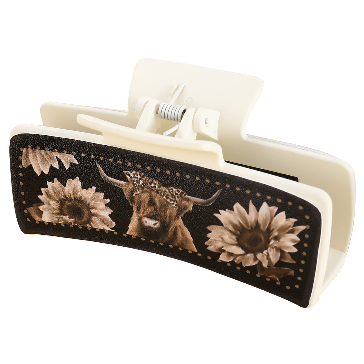 Wholesale yak chrysanthemum black leather large square clip shark clip