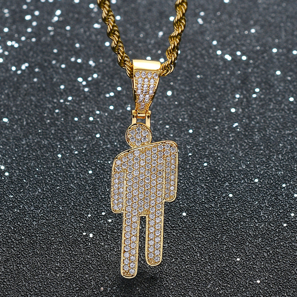 Wholesale Tilted Head Pendant Full of Zircon Alloy Necklace