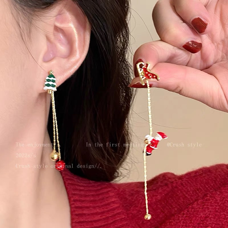 Wholesale Christmas colorful Christmas tree cute snowman long earrings