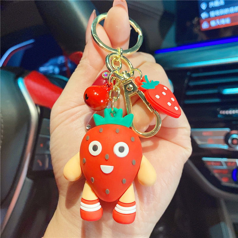 Fruta al por mayor durian mandarina aguacate pvc keychains