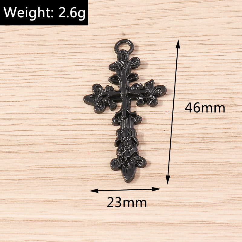 Wholesale 10pcs/pack Electroplated Alloy Hollow Dark Black Rose Cross DIY Jewelry Accessories