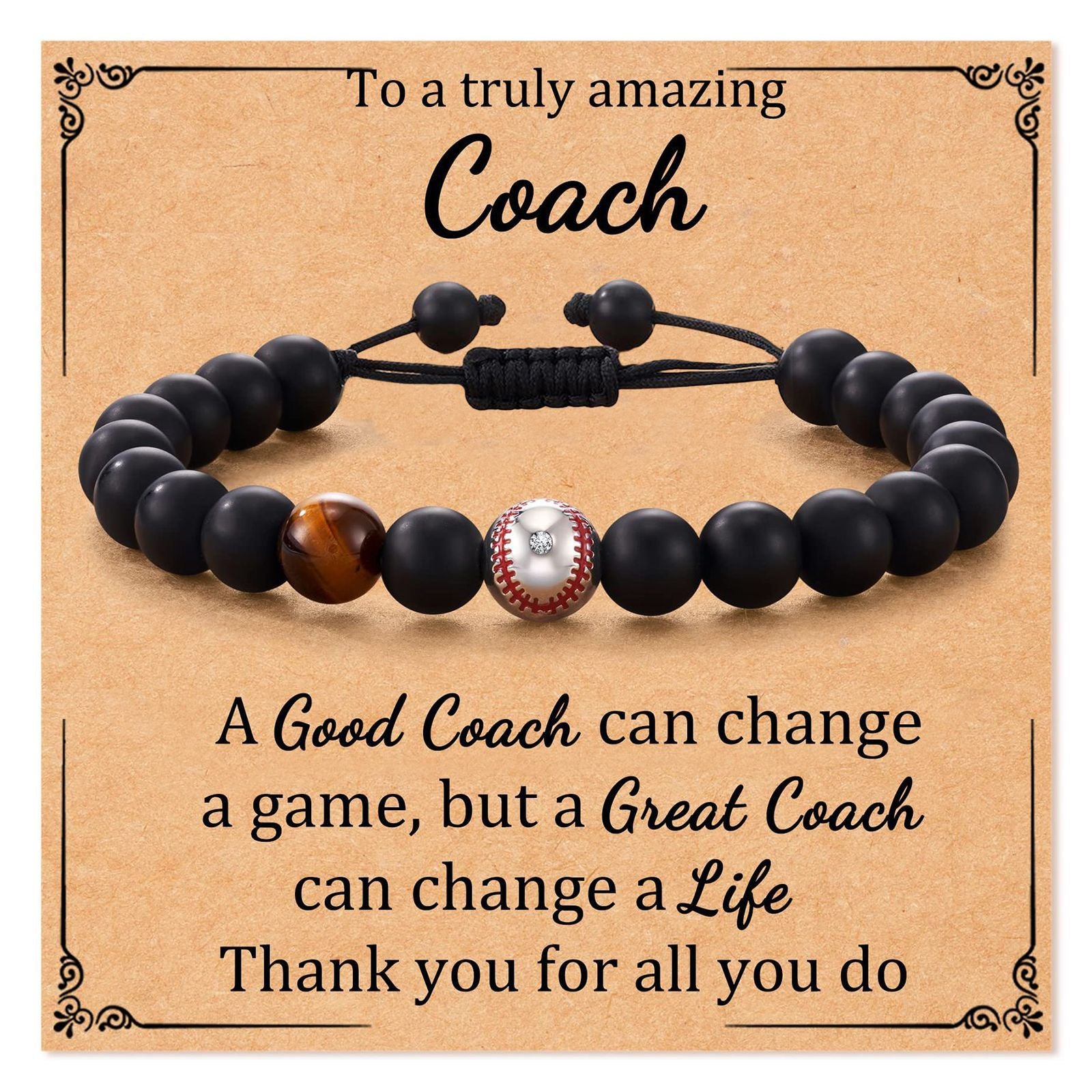 Wholesale Football baseball bead black frosted tiger eye stone bracelet
