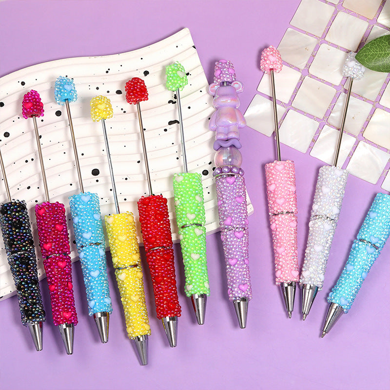 Wholesale 5pcs beadable pens DIY glass mermaid bead love full diamond bead pen