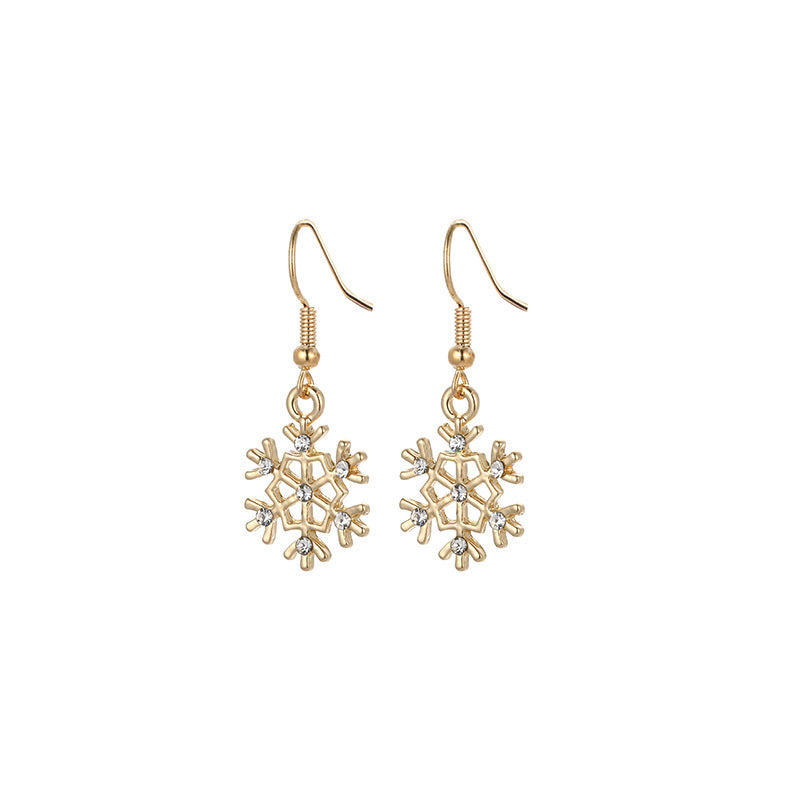Wholesale Chic Christmas Snowflake Earrings For Women Zinc Alloy Rhinestone Fashion Jewelry Party Gift