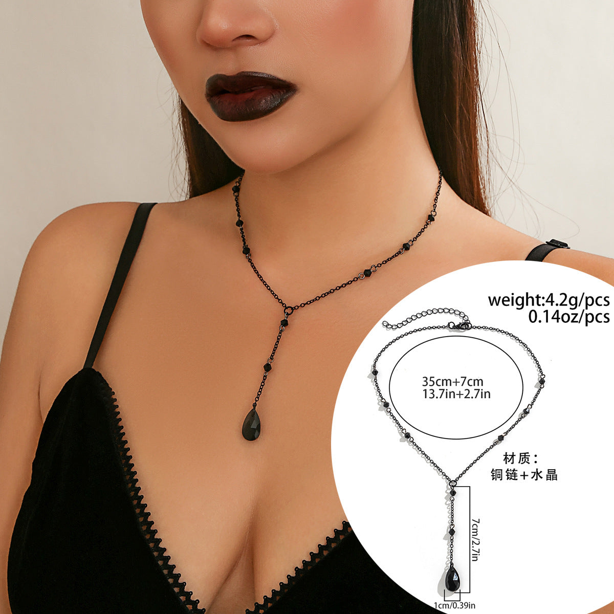 Wholesale Retro Gothic dripping blood tassel niche sweet cool metal drop necklace