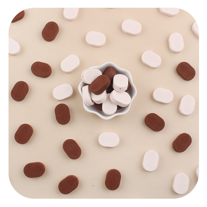 Wholesale Creative Rounded Corners -shaped Printed Silicone Pearl