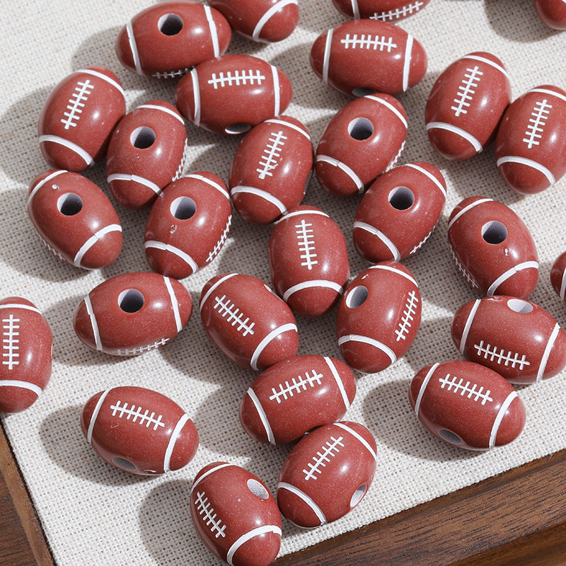 Wholesale  10pcs rugby basketball football baseball tennis Acrylic Beads