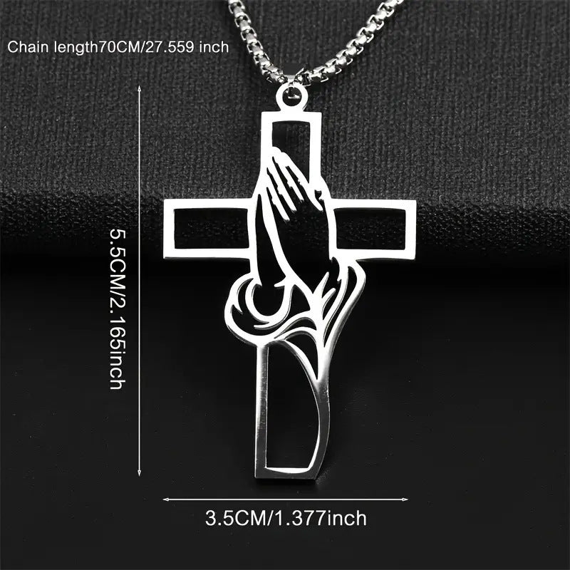Wholesale Prayer Cross Faith Gift Stainless Steel Pendant Necklace