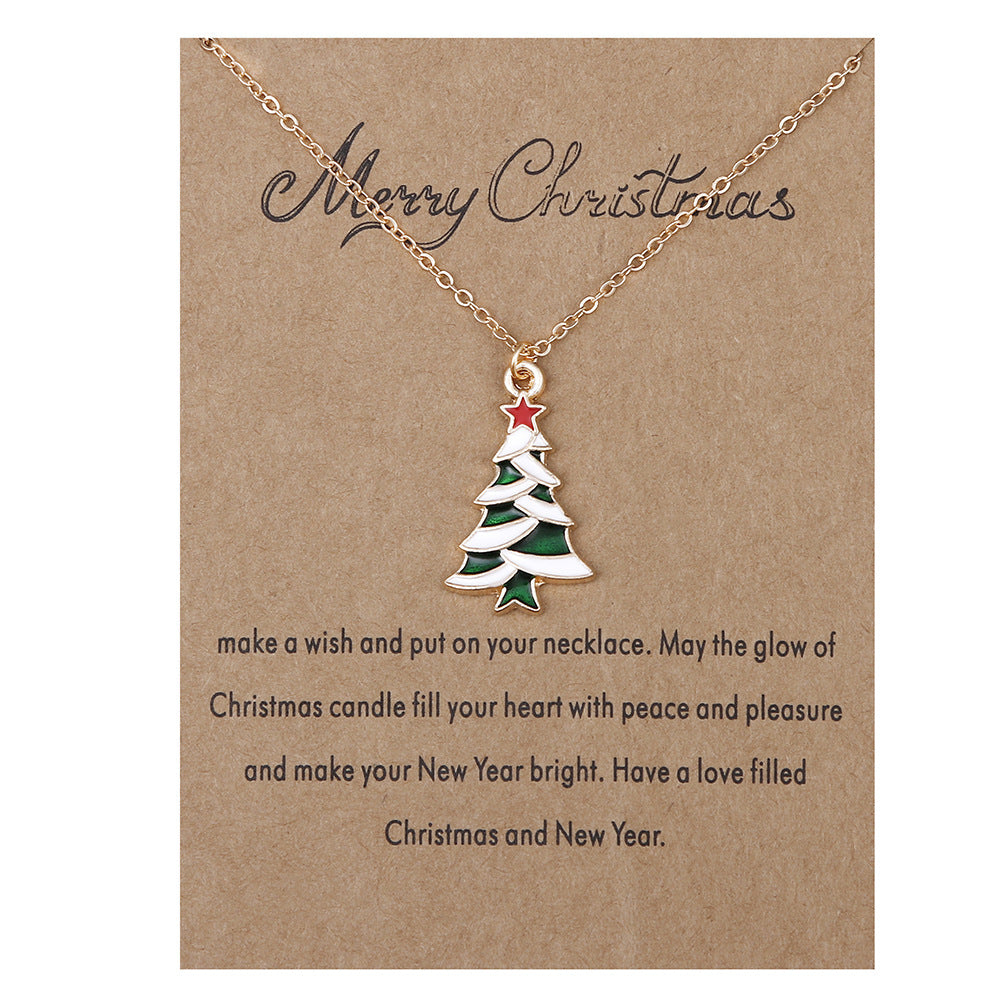 Wholesale Christmas Tree Pendant Card Necklace Clavicle Chain