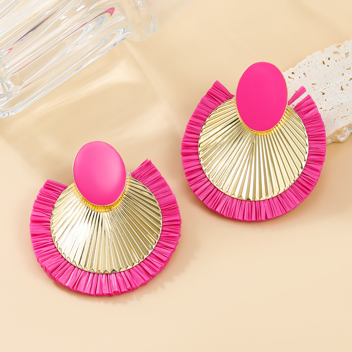 Wholesale Bohemian Raffia Alloy Earrings