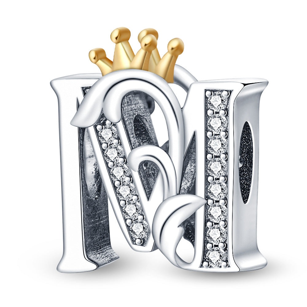Wholesale Crown letters copper silver plated Charms