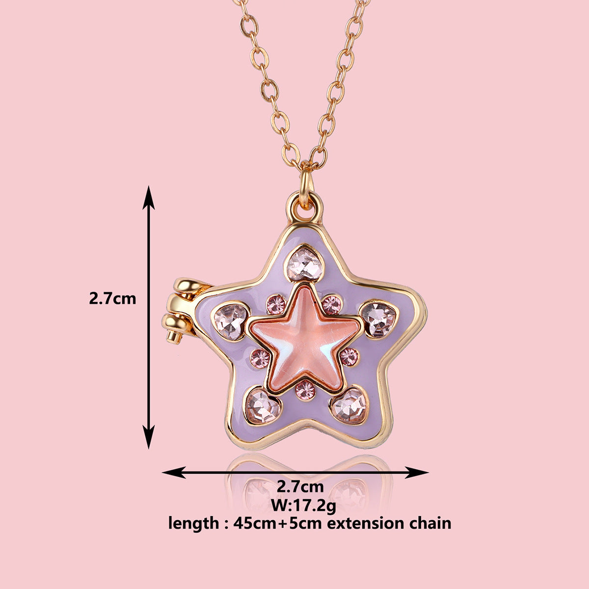 Wholesale  opening and closing five-pointed star colored diamond clavicle chain starfish necklace