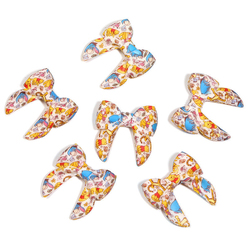 Wholesale 10pcs DIY 3D silicone printed bow tie with through-hole design and focal beads