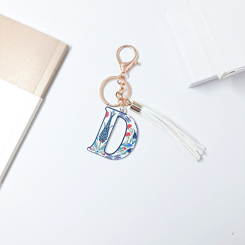 Wholesale Letter Colorful Tassel Zinc Alloy Keychain