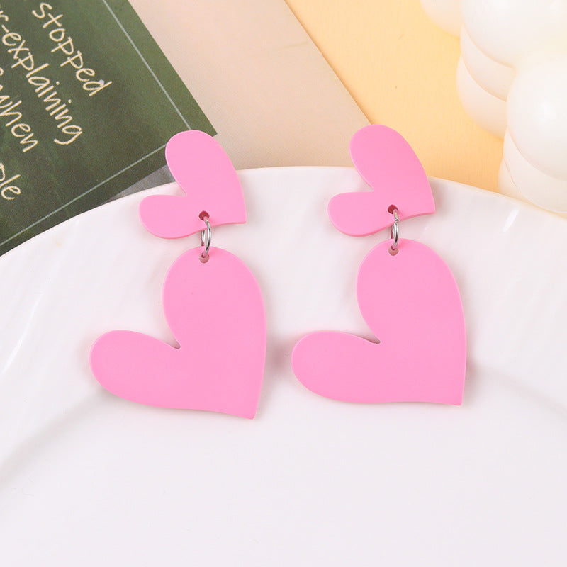Wholesale Valentine' s Day Pink Love Acrylic Earrings