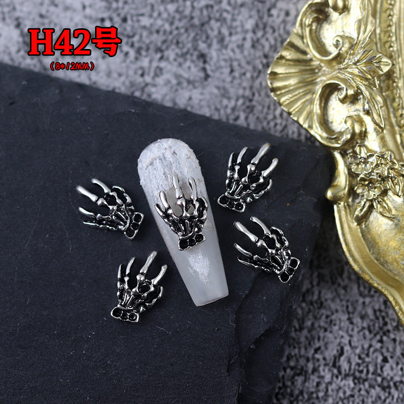 Wholesale Ancient Silver Alloy Angel Skull Nail Art Charms For  Dark Retro Style