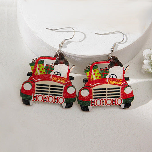 Wholesale Christmas Rainbow Wooden Earrings