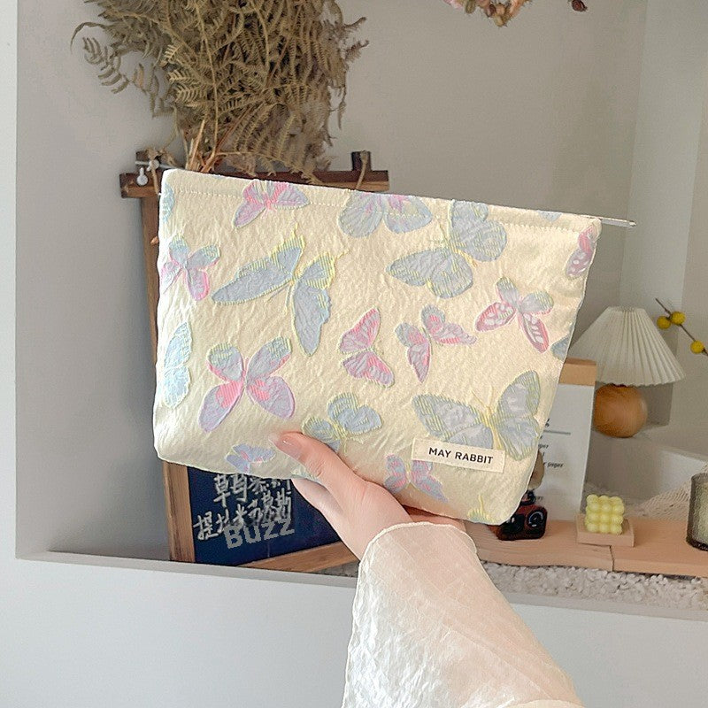 Wholesale MAY RABBIT new retro embossed flower high quality cosmetic bag large capacity canvas bag female liner bag