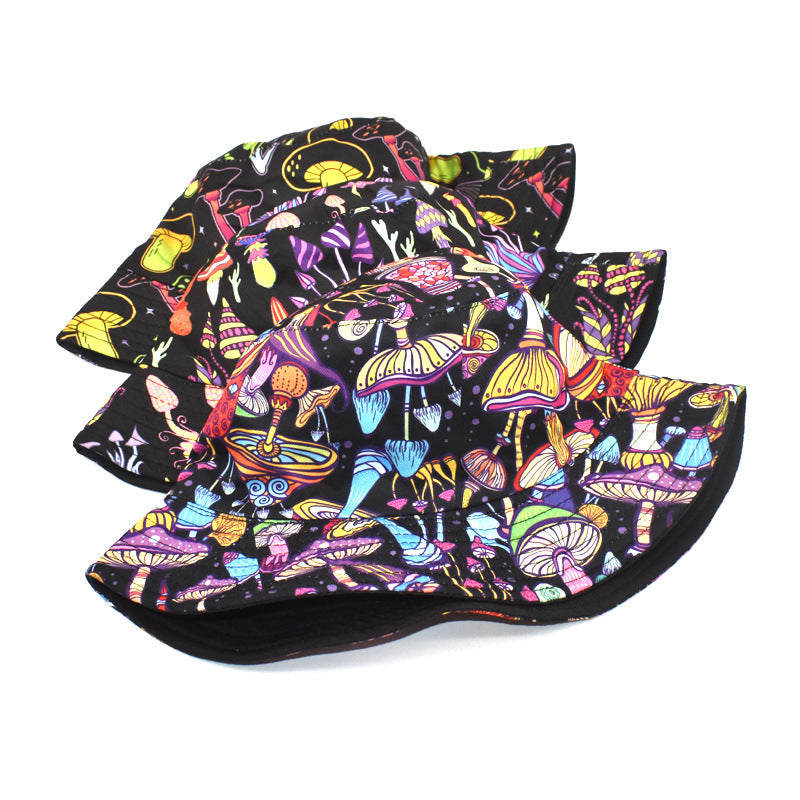 Wholesale Colorful Mushroom Pattern Foldable Outdoor Bucket Hat