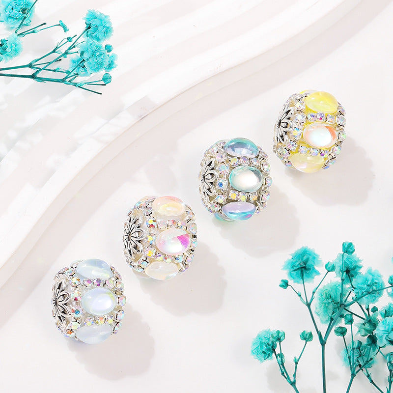 Wholesale of 10PCS Cat Eye Stone Mocha Lantern Soft Ceramic Drill Ball Straight Hole Beads