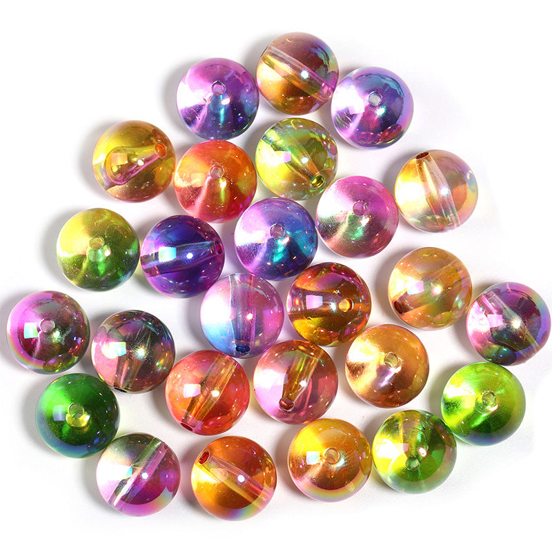 Wholesale 100pcs High Transparent Colorful Round Beads UV Electroplated Acrylic Beads