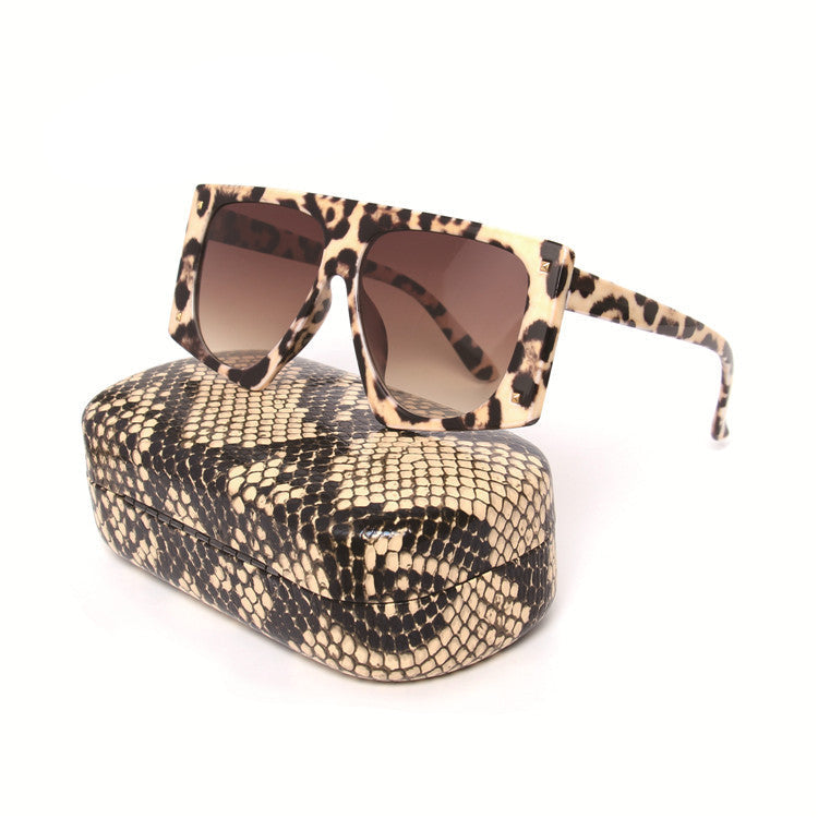 Wholesale Box leopard print large frame sunglasses