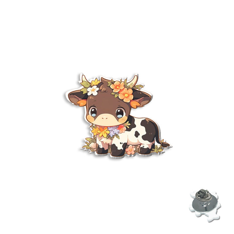 Wholesale Cartoon Cute Cow Brooch Acrylic Collar Pin