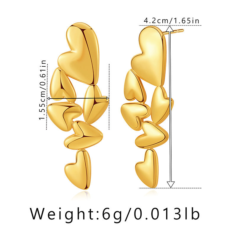 Wholesale Heart Irregular Copper Plated 18K Real Gold Earrings