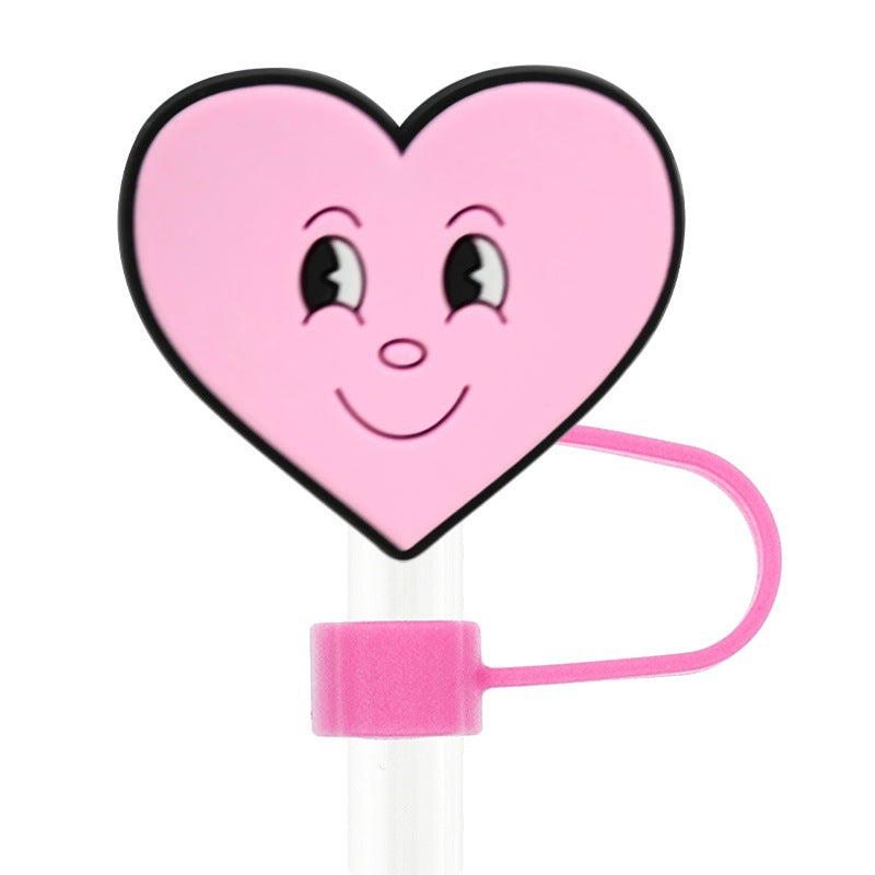 Wholesale Random 100pcs Valentine' s Day 10mm Universal Soft Rubber Decorative  Straw Tube Cap