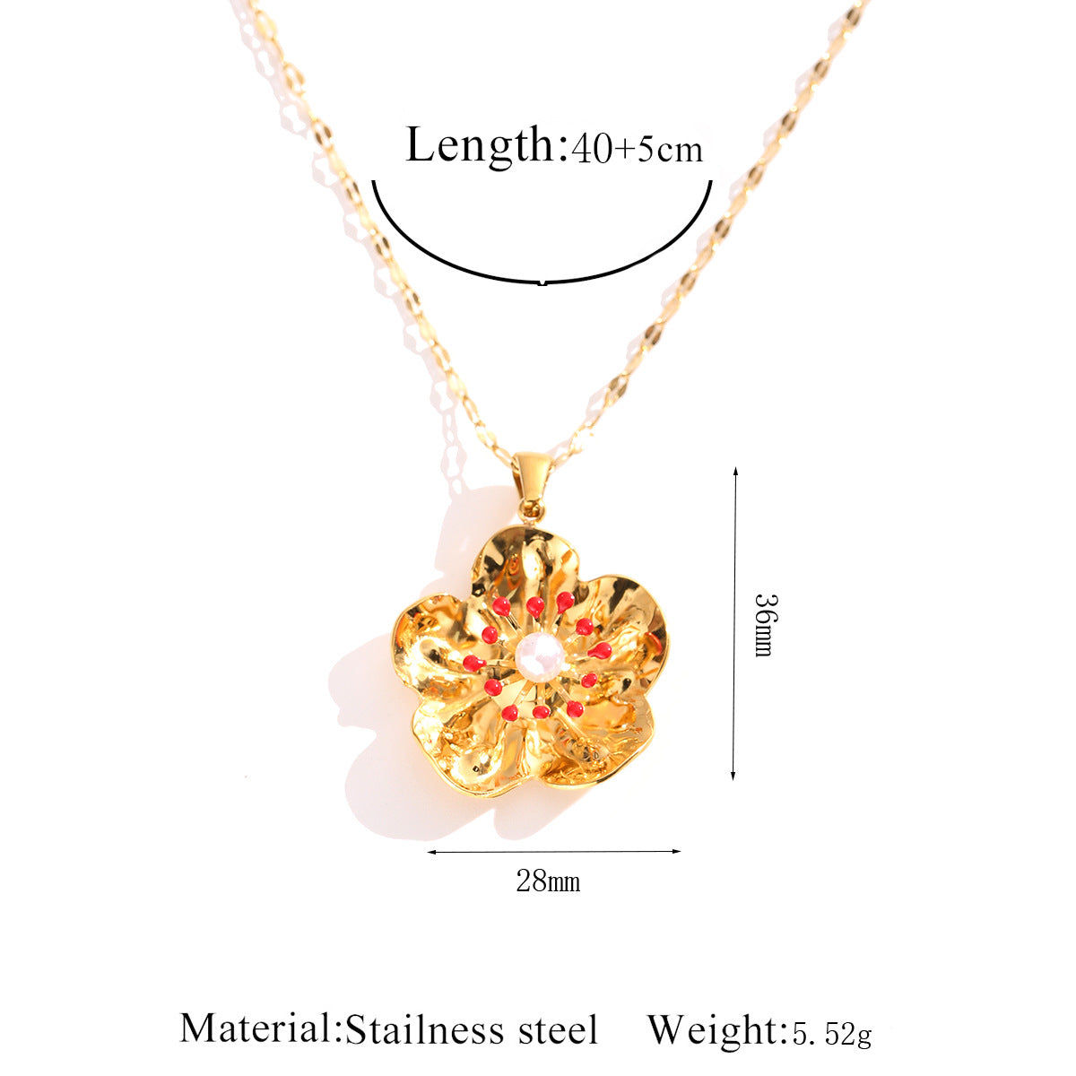 Wholesale gold flower necklace stainless steel plated pendant light luxury necklace