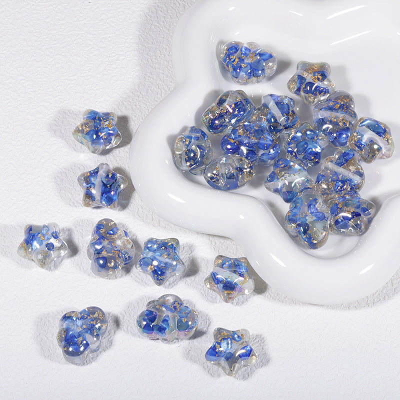 Wholesale Transparent colorful shell five-pointed star cloud through-hole beads