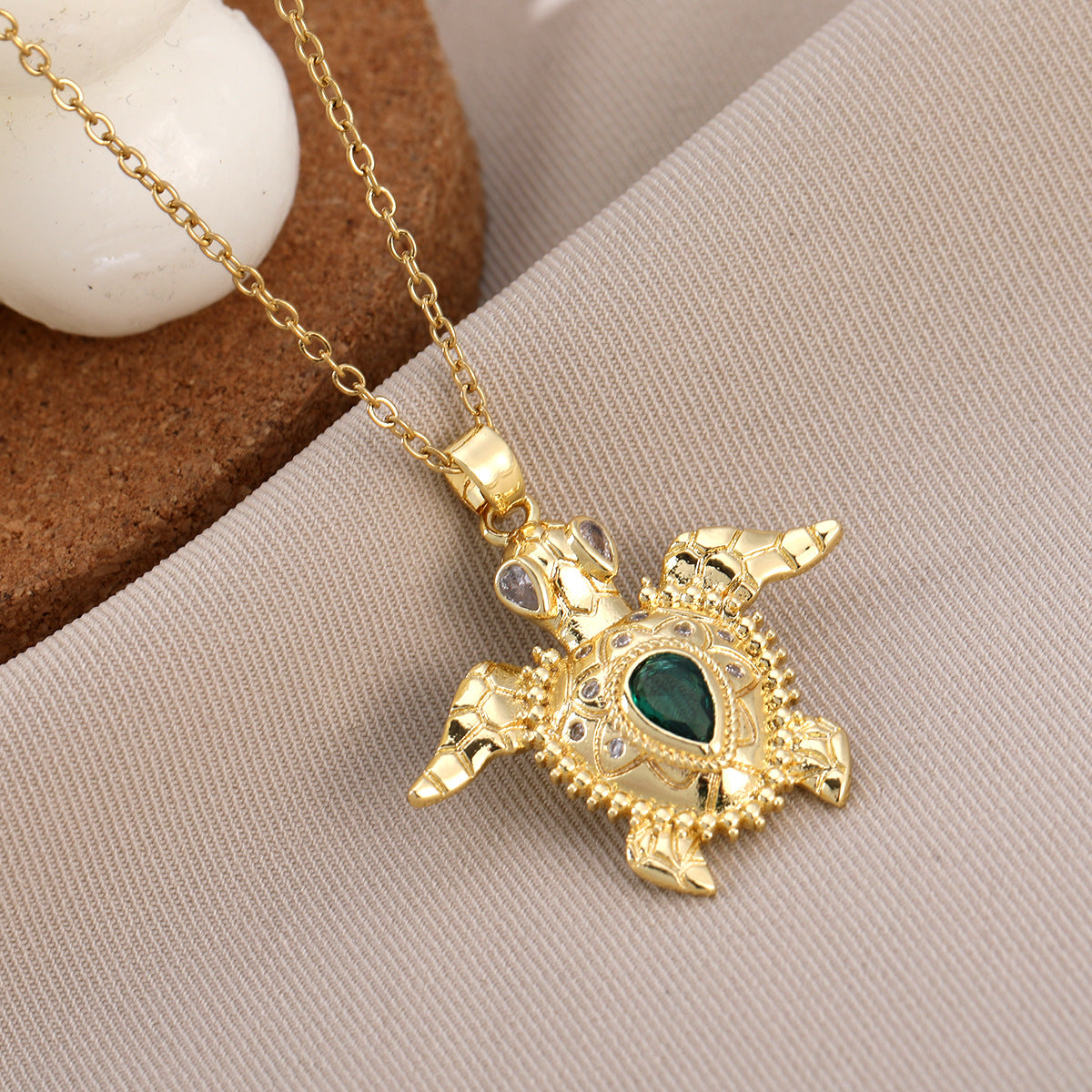 Wholesale Personality Fashion Inlaid with Colorful Zircon Marine Animal Turtle Crab Necklace
