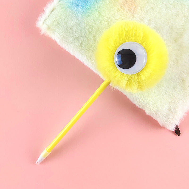 Wholesale Big Eyes Cute Fur Ball Plush Gel Pen