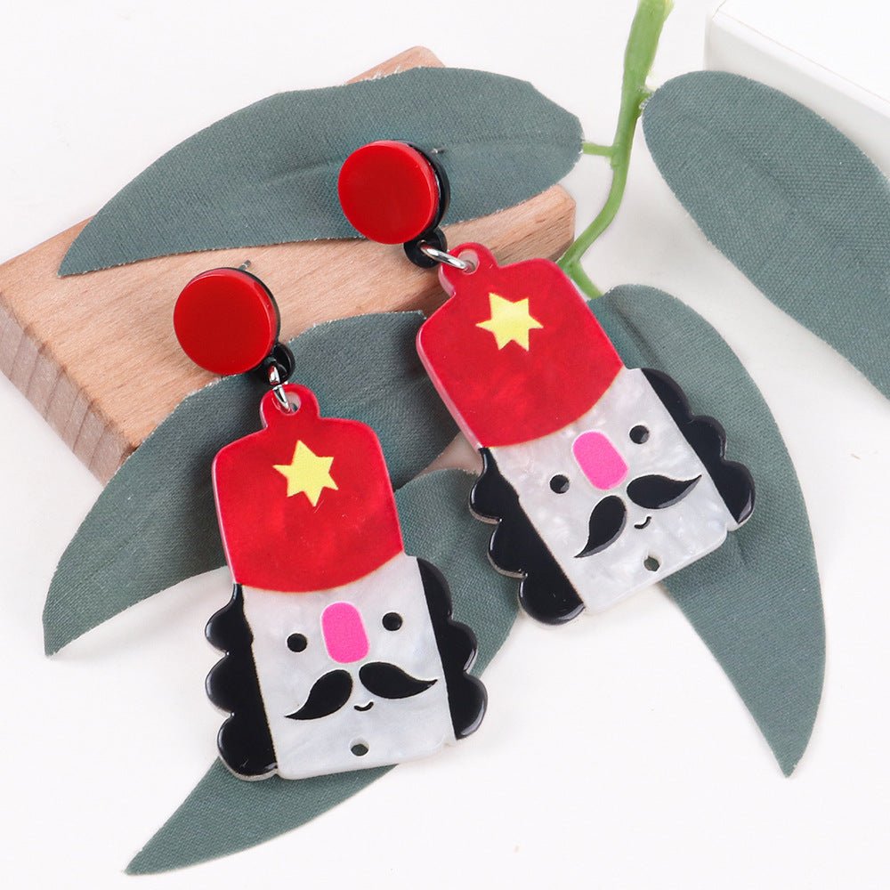 Wholesale Christmas Snowman House Cup Acrylic Earrings