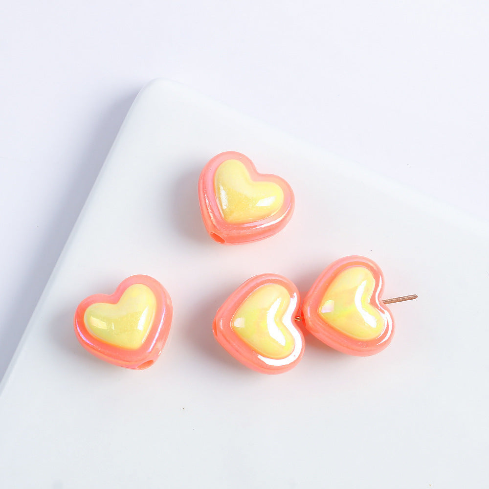 Wholesale 10pcs Macaron Color Acrylic Heart Five-Pointed Star Beads