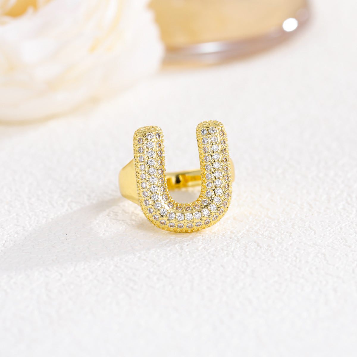 Wholesale  Gold Plated Copper Set with Zircon Open Ring