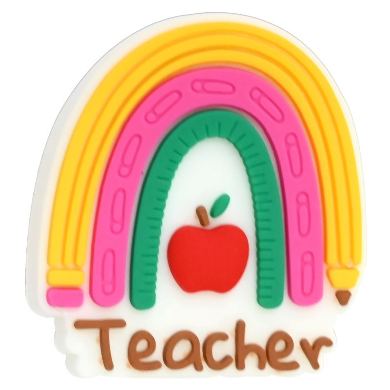 Wholesale   Random 100pcs/pack  Teacher Series Cartoon Soft Rubber Beads