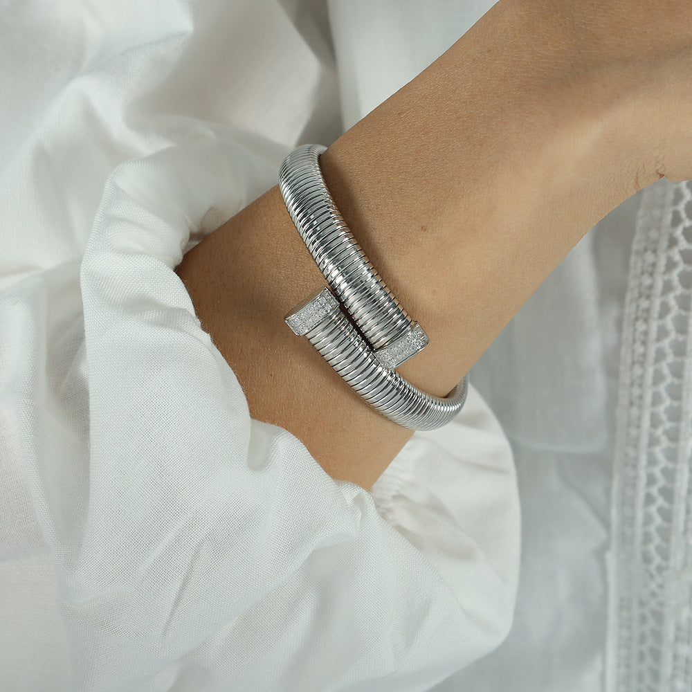 Wholesale Vertical Stripe Open Wide Cross Bracelet