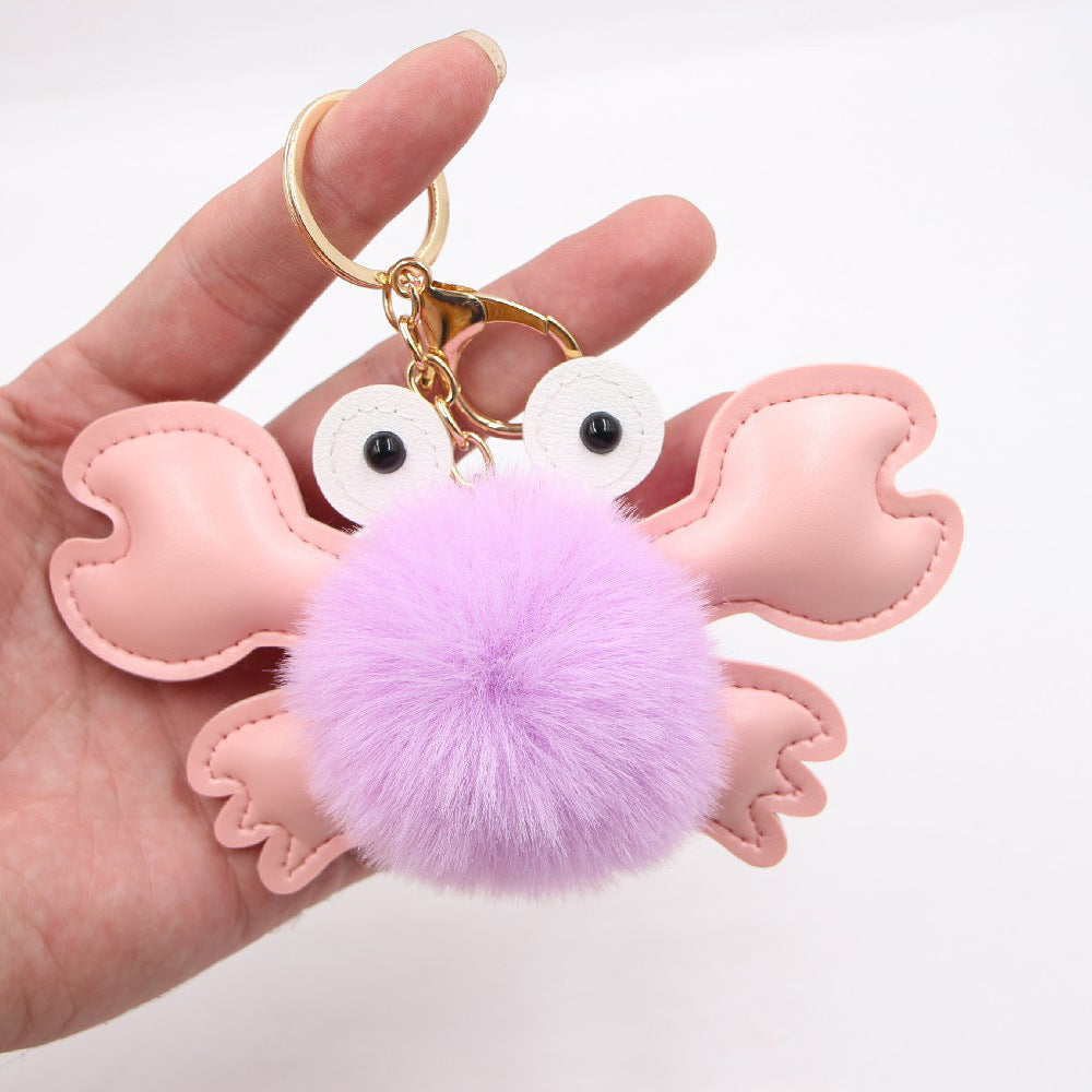 Wholesale Stylish White Leather Crab Pendant Keychain Bag Charm Decorative Gift Accessory