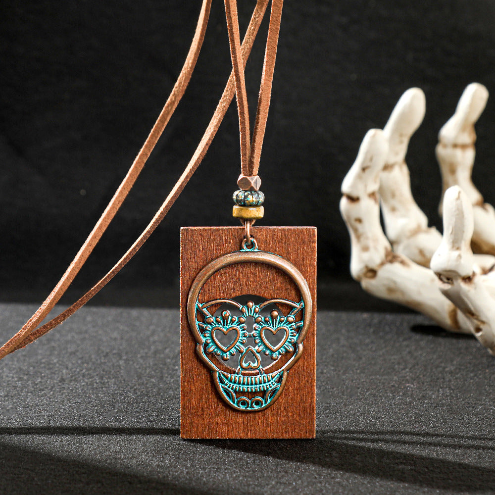 Wholesale Trendy  Multi Layer Skull Skeleton Pendant Long Chain Necklace Fashion Jewelry Accessory For Everyday Styling
