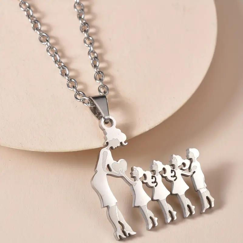 Wholesale Stainless steel mother and daughter son necklace