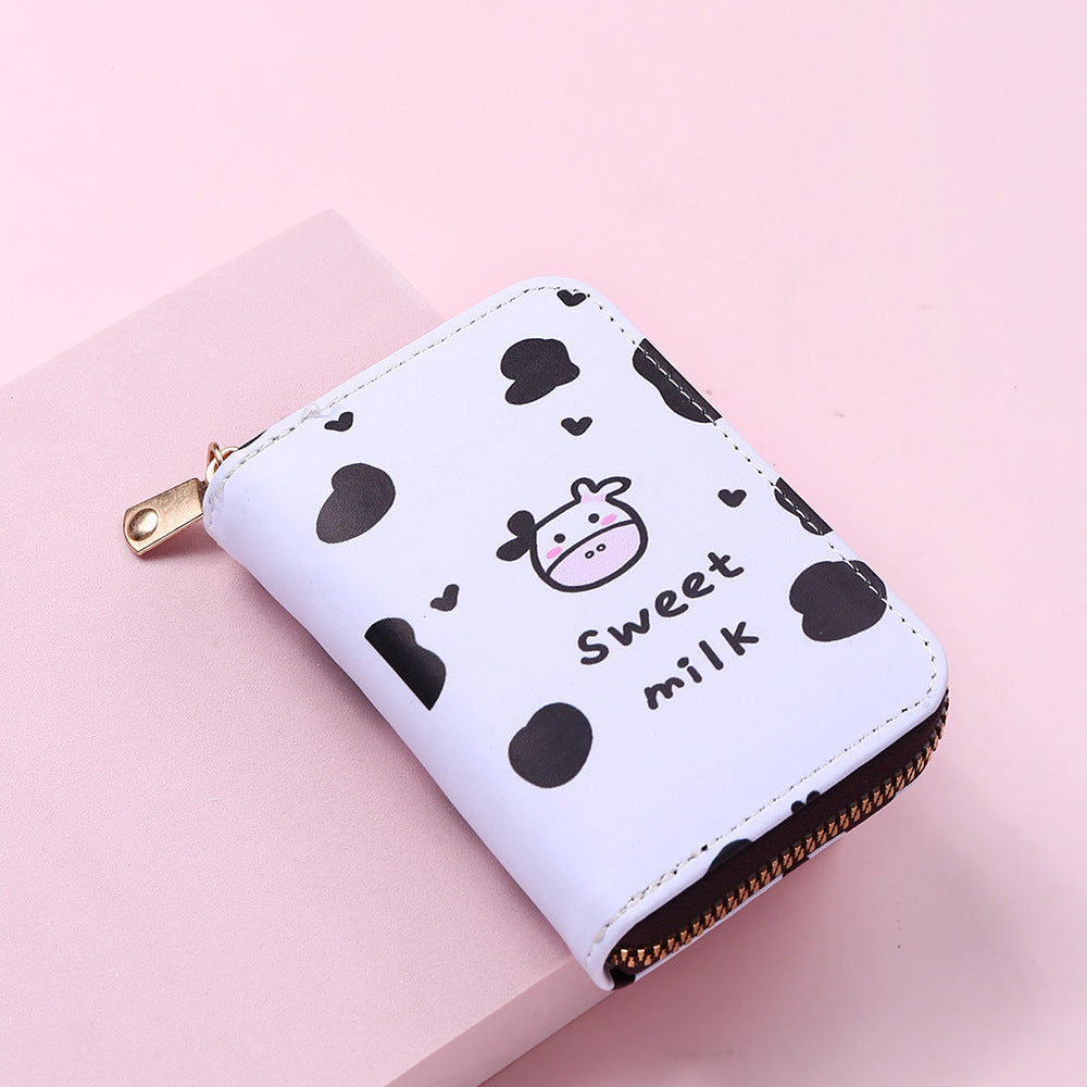 Wholesale PU leather cute cow pattern coin purse