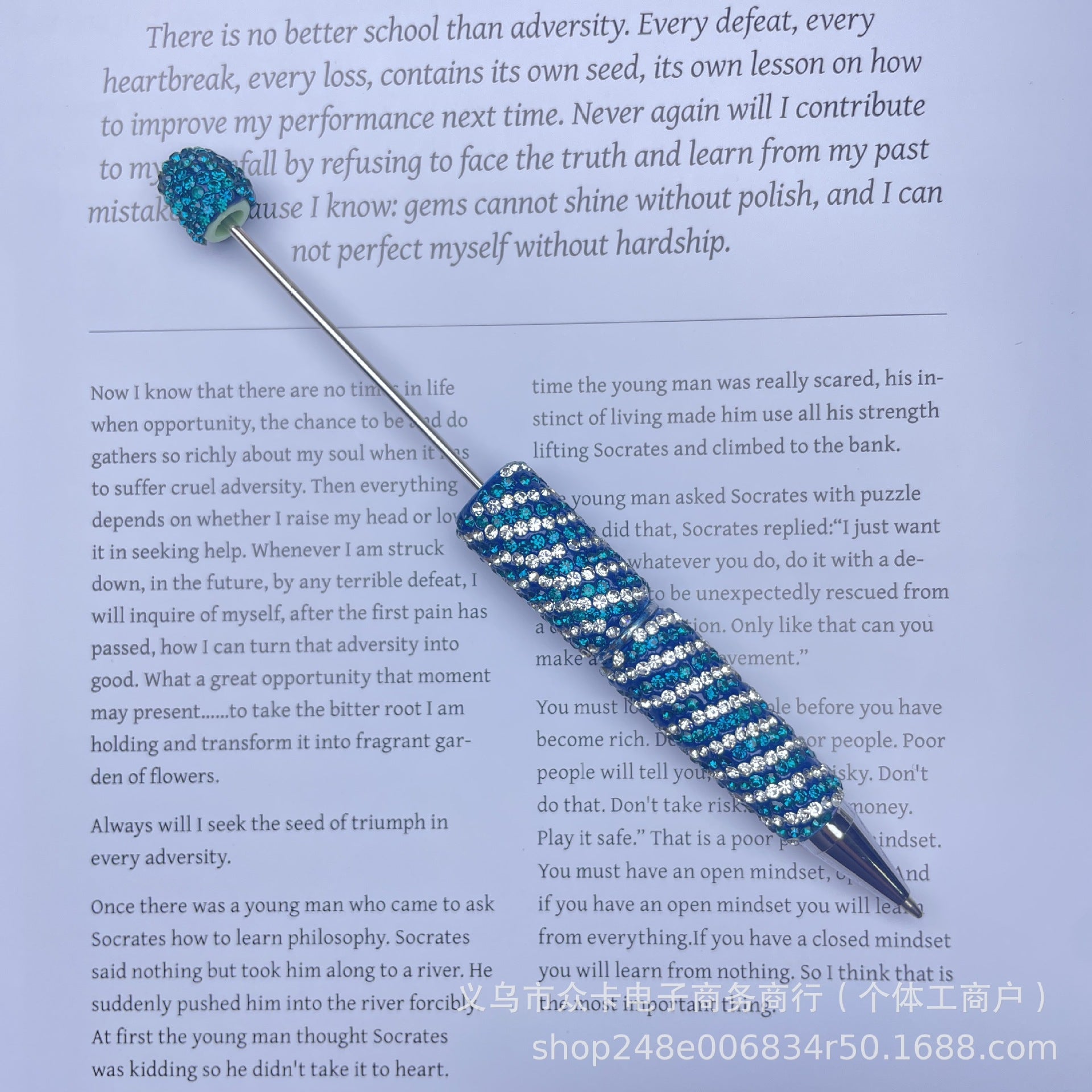 Wholesale 10pcs Stripes and Full Rhinestones Twist-Type  DIY Fancy Beadable Pens